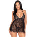 Пеньюар Leg Avenue Floral lace babydoll & string Black S