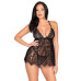 Пеньюар Leg Avenue Floral lace babydoll & string Black S