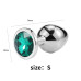 Металлическая анальная пробка Silver Emerald, размер S
