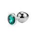 Металлическая анальная пробка Silver Emerald, размер S