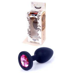 Силиконовая анальная пробка Boss Series - Jewellery Black Silicon PLUG Medium Pink M