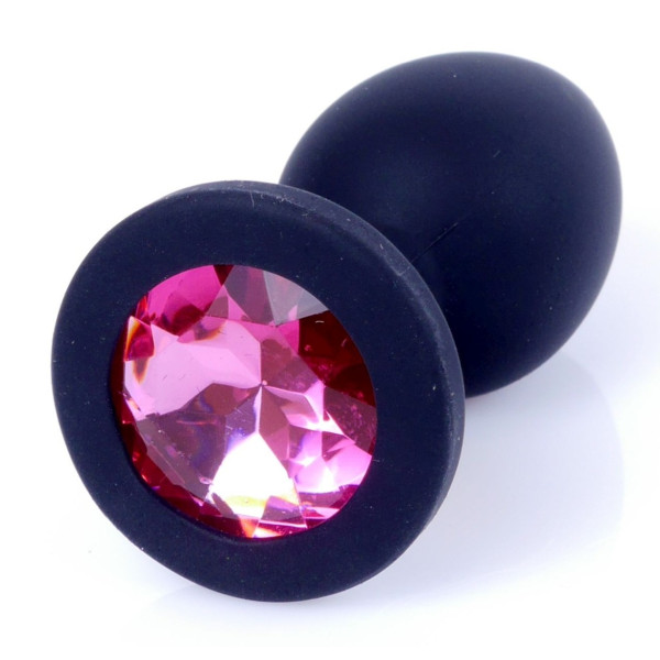 Силиконовая анальная пробка Boss Series - Jewellery Black Silicon PLUG Medium Pink M