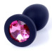 Силиконовая анальная пробка Boss Series - Jewellery Black Silicon PLUG Medium Pink M