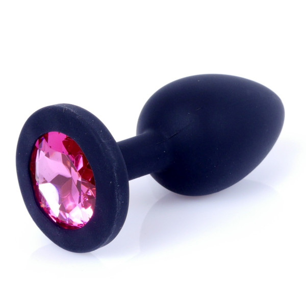 Силиконовая анальная пробка Boss Series - Jewellery Black Silicon PLUG Medium Pink M