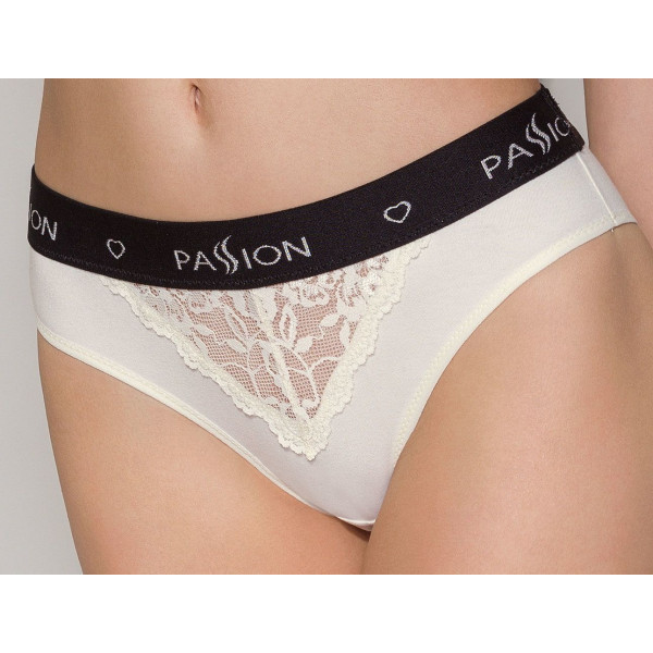 Трусики с широкой резинкой и кружевом Passion PS001 PANTIES ecru, размер M