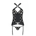 Сетчатый комплект с узором: корсет с халтером, подвязки, трусики Hima Corset black XXL/XXXL-Passion