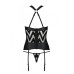 Сетчатый комплект с узором: корсет с халтером, подвязки, трусики Hima Corset black XXL/XXXL-Passion