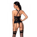 Сетчатый комплект с узором: корсет с халтером, подвязки, трусики Hima Corset black XXL/XXXL-Passion