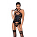 Сетчатый комплект с узором: корсет с халтером, подвязки, трусики Hima Corset black XXL/XXXL-Passion