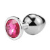 Металлическая анальная пробка, Silver Pink Topaz, размер L