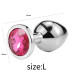 Металлическая анальная пробка, Silver Pink Topaz, размер L