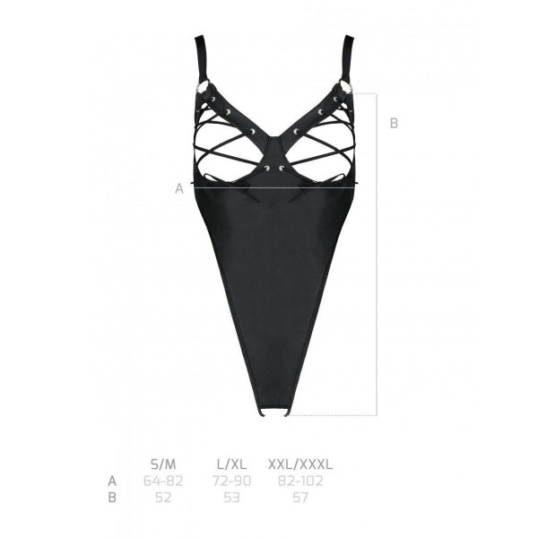 Боди из экокожи Celine Body black L/XL - Passion: с доступом, открытый