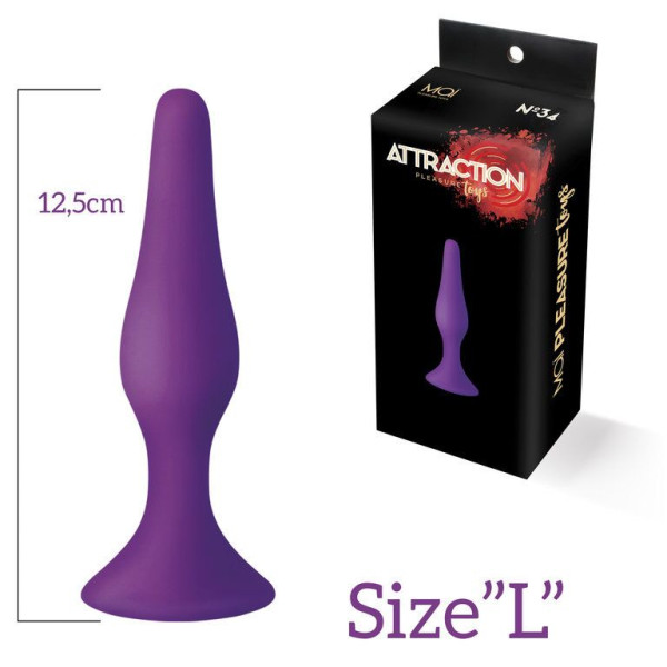 Анальная пробка на присоске MAI Attraction Toys №34 Purple, длина 12,5 см, диаметр 3,2 см