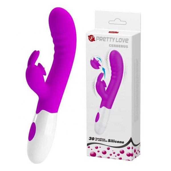 Вибромассажер серии Pretty Love - CERBERUS RABBIT VIBRATOR, 20.6 см