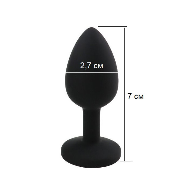 Силиконовая анальная пробка с кристаллом Silicon Black 06, размер S