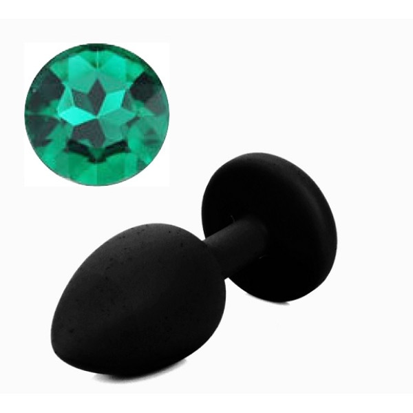 Силиконовая анальная пробка с кристаллом Silicon Black 06, размер S