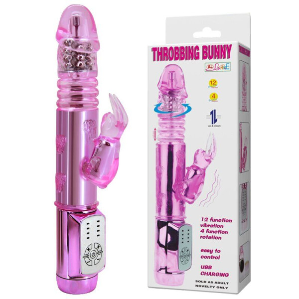 Вибратор с стимулятором клитора Throbbing Bunny