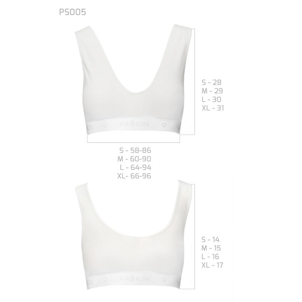 Спортивный топ из эластичного хлопка Passion PS005 TOP white, размер XL