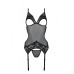 Корсет Passion Christa Corset black: с подвязками и ажурным лифом, стринги в комплекте, размер XXL/XXXL