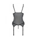 Корсет Passion Christa Corset black: с подвязками и ажурным лифом, стринги в комплекте, размер XXL/XXXL