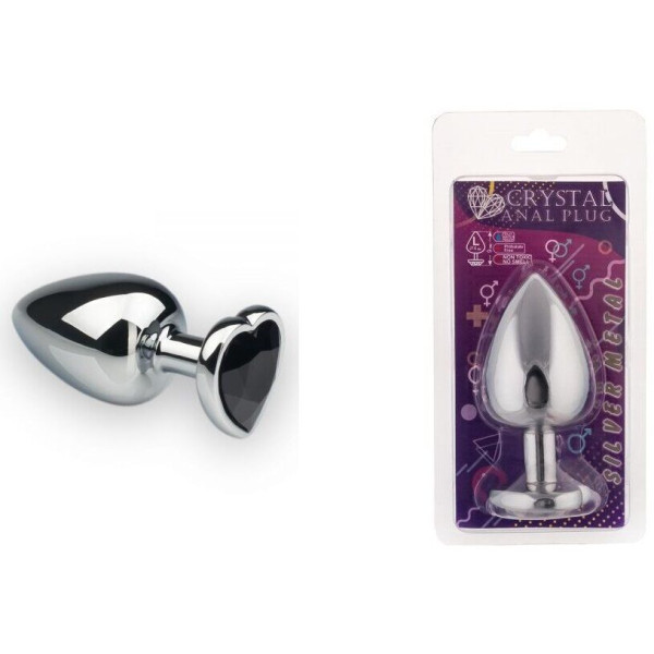 Анальная пробка, Silver Heart Black Diamond, L
