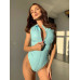 Комбидресс лакированный голубой ?Дерзкая Стелла? XXL, молния на все тело