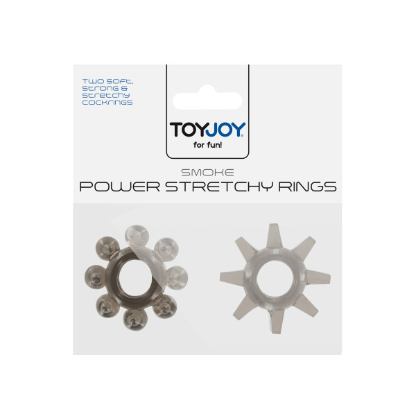 Набор из 2 шт колец на пенис Toy Joy - Power Stretchy Rings 2pcs Grey