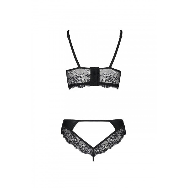 Комплект из эко-кожи с кружевом: бра и трусики Loona Set black XXL/XXXL - Passion