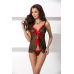 Сорочка беби долл LUIZA CHEMISE black XXL/XXXL - трусики, оборочки, полупрозрачная