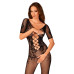 Сетчатый бодистокинг с цветочным рисунком Obsessive Bodystocking F238 S/M/L, black, с доступом, имит