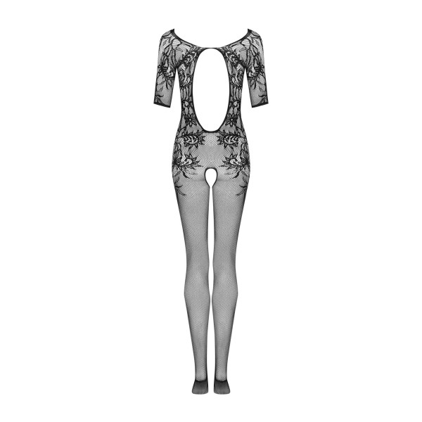 Сетчатый бодистокинг с цветочным рисунком Obsessive Bodystocking F238 S/M/L, black, с доступом, имит