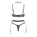 Комплект белья Obsessive Selinne 3-pcs set M/L Black, бюстгальтер, стринги пояс для чулок