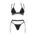 Комплект белья Obsessive Selinne 3-pcs set M/L Black, бюстгальтер, стринги пояс для чулок