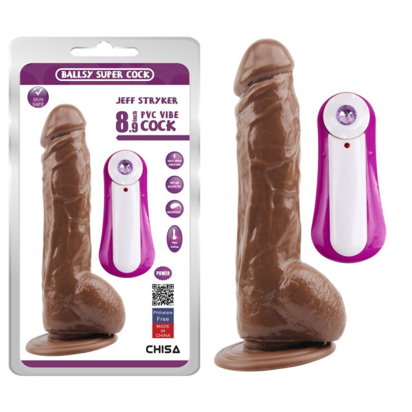 Реалистичный вибратор на присоске GHISA JEFF STRYKER 8.9" Vibrating Dildo - Brown