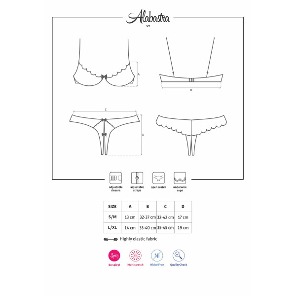Открытый комплект Obsessive Alabastra L/XL