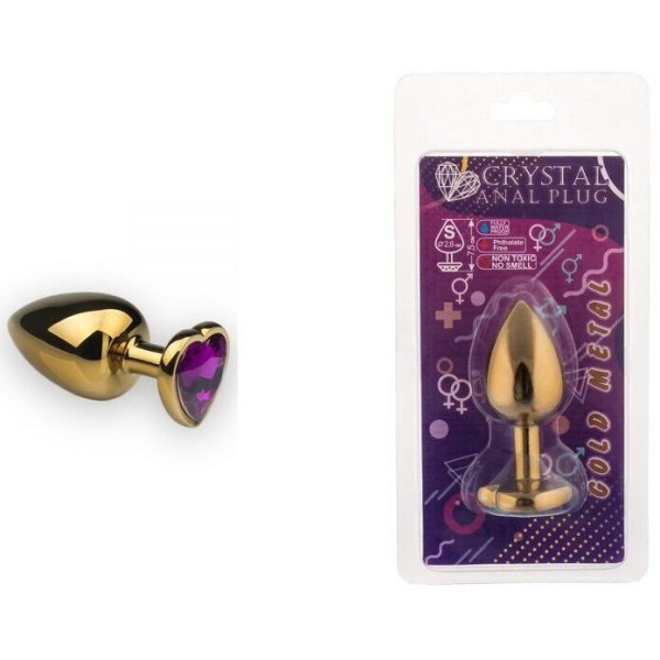 Анальная пробка, Gold Heart Amethyst, S