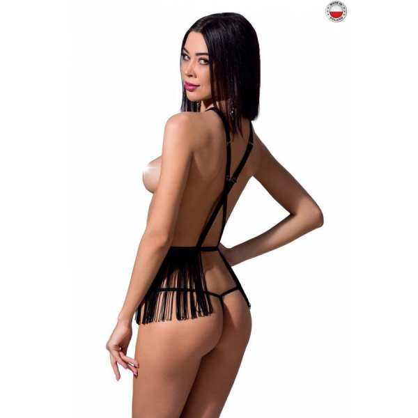 Комплект белья INDRA SET OpenBra black S/M: стринги, портупея с бахромой