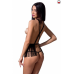 Комплект белья INDRA SET OpenBra black S/M: стринги, портупея с бахромой