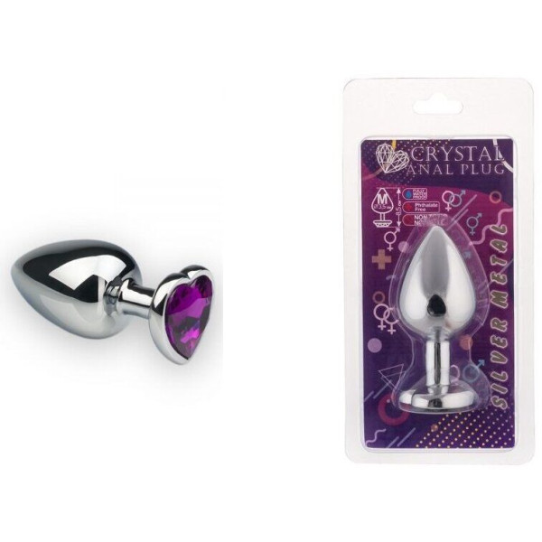 Анальная пробка, Silver Heart Amethyst, M
