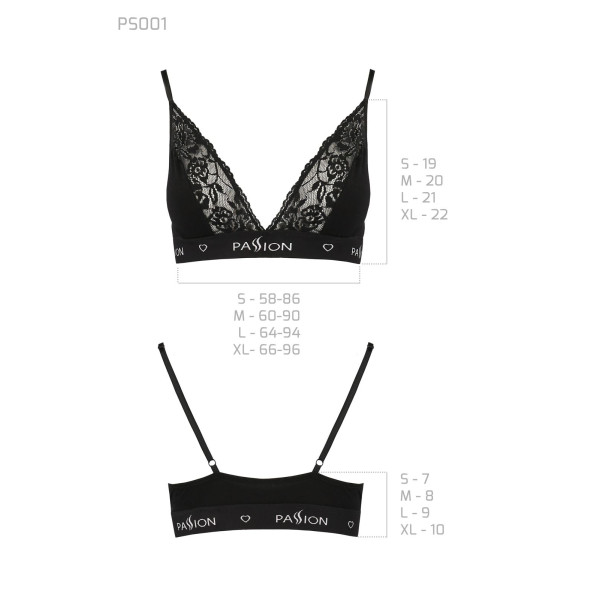 Эластичный топ с кружевом Passion PS001 TOP black, размер S