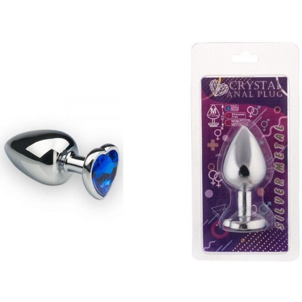 Анальная пробка, Silver Heart Sapphire, M