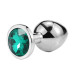 Металлическая анальная пробка Silver Emerald, размер L