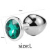 Металлическая анальная пробка Silver Emerald, размер L