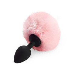 Силиконовая анальная пробка М Art of Sex - Silicone Butt plug Rabbit Tail, Розовый