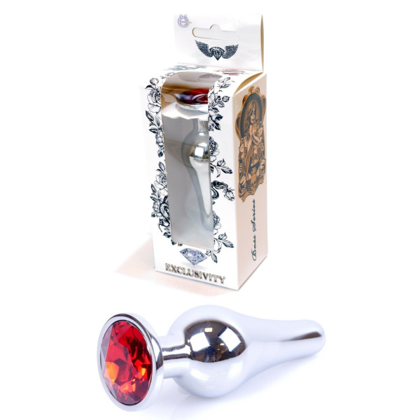Анальная пробка Boss Series - Jewellery Silver BUTT PLUG Red