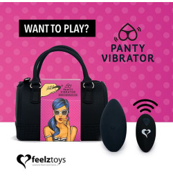 Вибратор в трусики FeelzToys Panty Vibrator Black с пультом ДУ, 6 режимов работы, сумочка-чехол