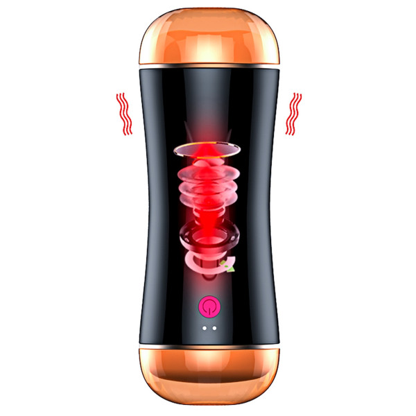 Мастурбатор с двумя входами FOXSHOW Vibrating Masturbation Cup USB 10 function + Interactive Function Black