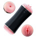 Мастурбатор с двумя входами FOXSHOW Vibrating Masturbation Cup USB 10 function + Interactive Function Black