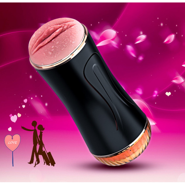 Мастурбатор с двумя входами FOXSHOW Vibrating Masturbation Cup USB 10 function + Interactive Function Black