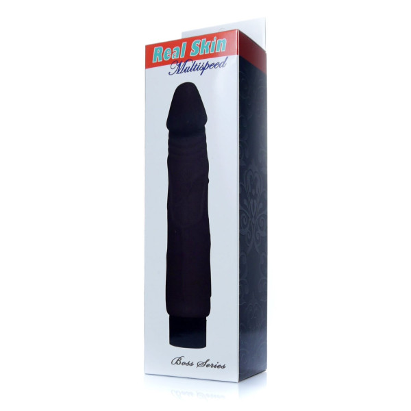 Вибратор Boss Series - Real Skin Black, длина 22 см, диаметр 4 см